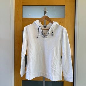 Talbots White Hoodie Sweatshirt with Black-Trim Drawstrings